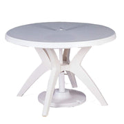 Ibiza Outdoor Table by GROSFILLEX INC – round, 46-inch diameter, Resin, White, Model US526704
