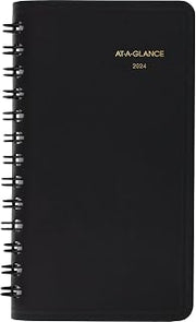 AT-A-GLANCE 2024 Weekly Planner, 2-1/2" x 4-1/2", Pocket Size, Black (700350524)