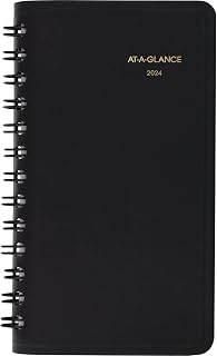 AT-A-GLANCE 2024 Weekly Planner, 2-1/2" x 4-1/2", Pocket Size, Black (700350524)