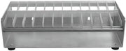 Heat Seal Automatic Label Dispenser Aluminum Tabletop 12 Rolls 1 1/4" Slot Width - 15 1/2"L x 4"W x 7 5/8"H
