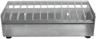 Heat Seal Automatic Label Dispenser Aluminum Tabletop 12 Rolls 1 1/4" Slot Width - 15 1/2"L x 4"W x 7 5/8"H