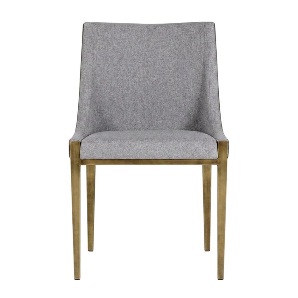 Grey and Brass Dining Chair by Starlight Canyon Home – Fabric, Metal, Grey