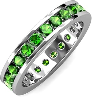 Green Garnet Channel Set Eternity Band 2.19 ctw-2.66 ctw 14K White Gold