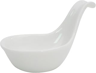 CAC China BH-105 Accessories 5-Inch by 3 1/4-Inch by 2 1/2-Inch 3-Ounce New Bone White Porcelain Mini Oval Dish with Handle, Box of 36