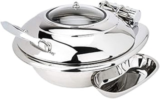 3939G Crown Collection 4 Quart Induction Chafing Dish, Round, Hinged Glass Lid