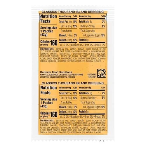 HELLMANN'S Thousand Island / 1.5 Ounce (Pack of 102) / 102 Thousand Island