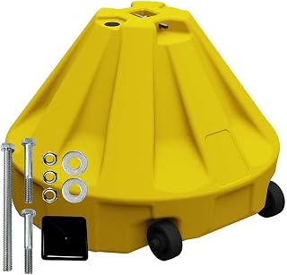 Plasticade Roll-A-Post Portable Sign Post Base, 26" x 38" or Smaller Signs, Designed for School, Airport, Parking Lot, Durable Plastic, Wind Resistance, 24" x 24", Yellow, Post Not Included