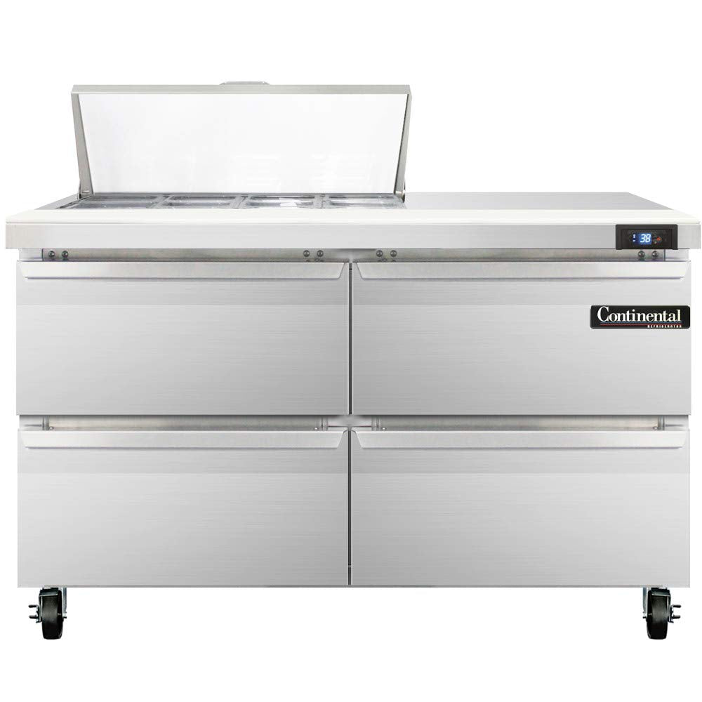 Sandwich Unit by Continental Refrigerator – Stainless Steel, Metallic, Model SW48-8-D