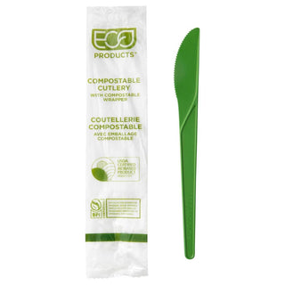 Compostable CPLA 6" Plastic Knives by ECO PRODUCTS – 6 inches, CPLA, Green, Model EP-S011-WGN