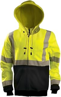 OccuNomix Hi-Vis Sweatshirt, Class 3 X-Back, Snap Hood, Yellow, S