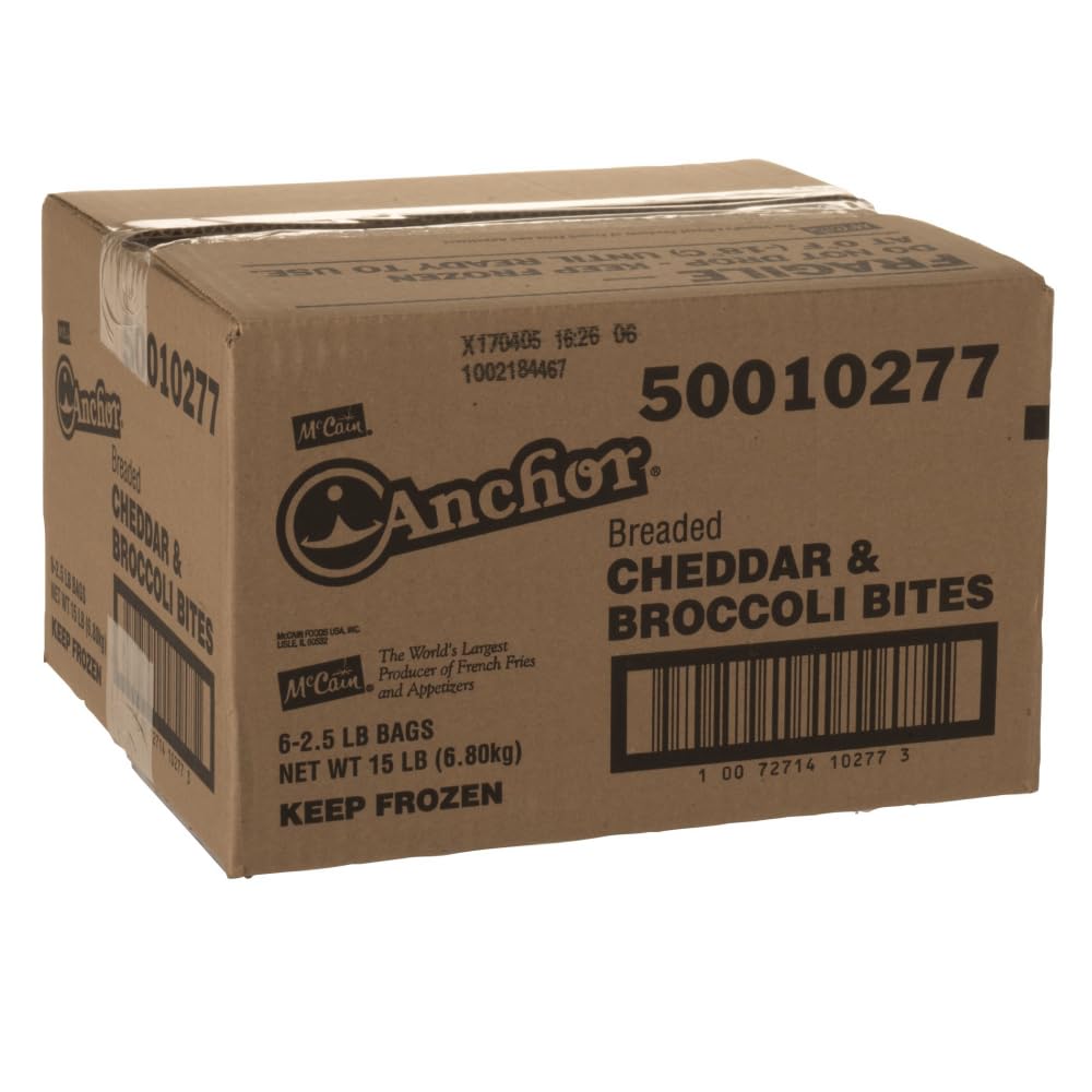 Anchor Breaded Cheddar and Broccoli Bite - Appetizer by McCain – 2.5 pounds per unit, 15 pounds per case, Pack of 6, Model 50010277