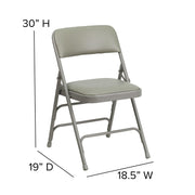 Hercules Metal Folding Chair by Flash Furniture – Set of 1, Steel, Foam, Vinyl, Gray Vinyl/Gray Frame, Model HA-MC309AV-GY-GG