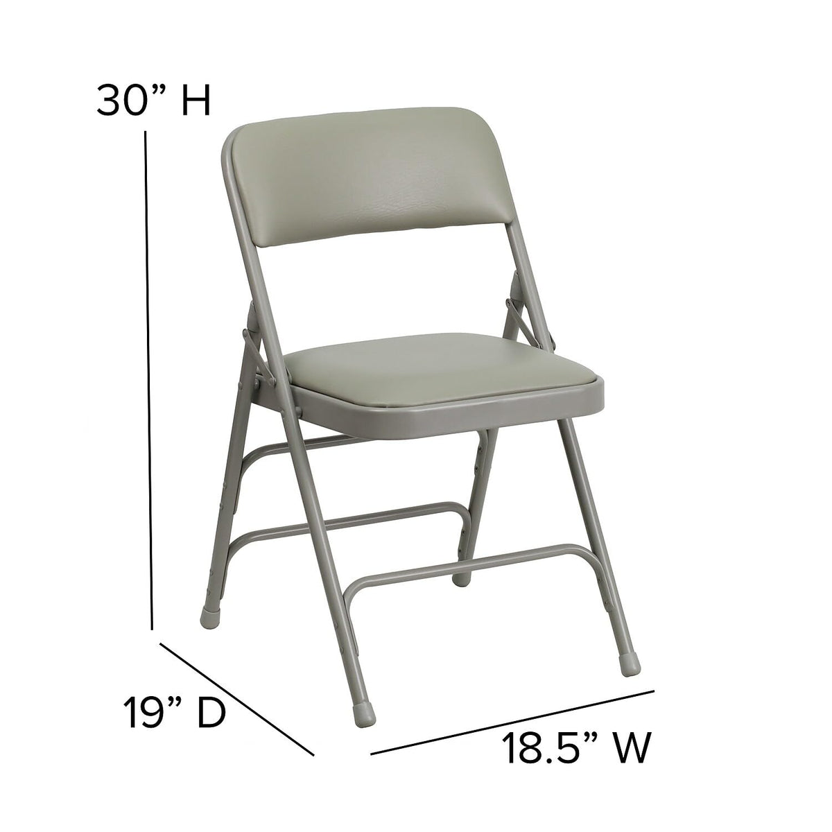 Hercules Metal Folding Chair by Flash Furniture – Set of 1, Steel, Foam, Vinyl, Gray Vinyl/Gray Frame, Model HA-MC309AV-GY-GG