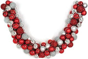 6ft L x 8in W Plastic Mixed Ball Artificial Garland -Red/Silver