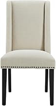 Furnifact Beige Fabric Dining Chair with Comfortable Backrest, Cushioned Seat, Modern Style, Elegant Design for Kitchen, Dining Room, Home Use