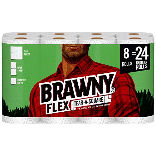 Brawny 12 Rolls (147 Sheets each) / White / 12 Triple Rolls = 36 Regular Rolls Paper Towels
