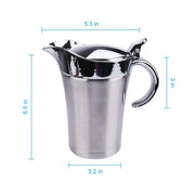 ShineMe Gravy Boat with Lid, 26 Ounces Double Wall Stainless Steel, Silver