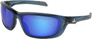 MCR Safety UD128B Protective Eyewear USS Defense Military Ballistic Style, Boss Man Blue Diamond Mirror Anti-Scratch Lens, Translucent Blue Frame, 1-Pair