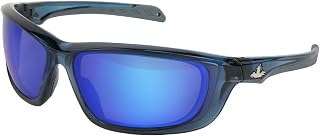 MCR Safety UD128B Protective Eyewear USS Defense Military Ballistic Style, Boss Man Blue Diamond Mirror Anti-Scratch Lens, Translucent Blue Frame, 1-Pair