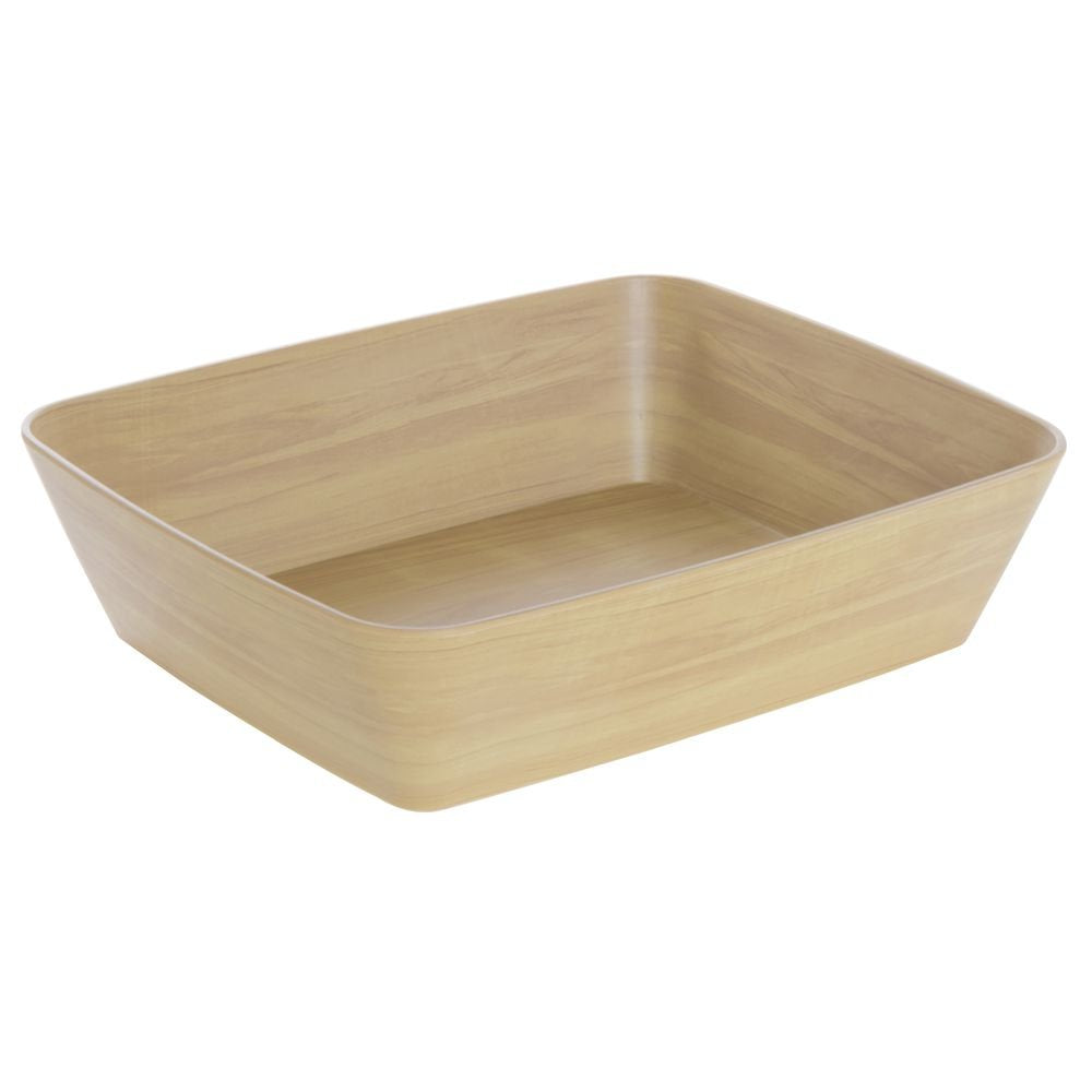 Serving Bowl Light Brown Wood Bowl Soft Square - 13"L x 10 1/2"w x 3 1/5"H by HUBERT – Melamine, Brown, Model M2342-LT WOOD