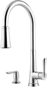 Pfister Mystique 1-Handle Pull-Down Kitchen Faucet with Soap Dispenser, Polished Chrome