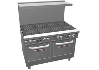 Southbend 48" Ultimate Restaurant Gas Range w/ 8 Wavy Grate Burners & (2) Space Saver Ovens by SOUTH BEND – Stainless Steel, Stainless-Steel, Model 4482EE