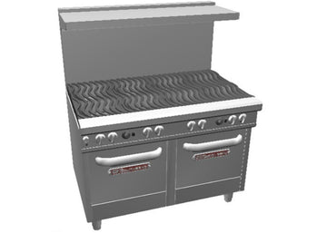 Southbend 48" Ultimate Restaurant Gas Range w/ 8 Wavy Grate Burners & (2) Space Saver Ovens by SOUTH BEND – Stainless Steel, Stainless-Steel, Model 4482EE