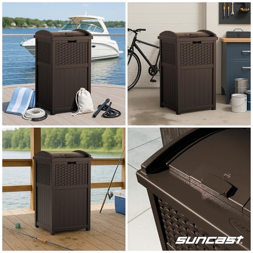 Suncast Brown / 33-Gallon / Trash Can Outdoor Trash Cans