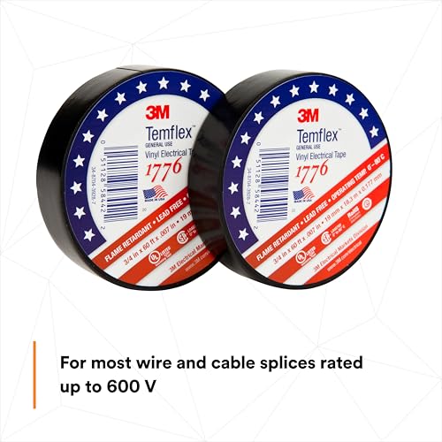 3M 3/4 in x 60 ft (Pack of 2) / Negro / Industrial Electrical Tape