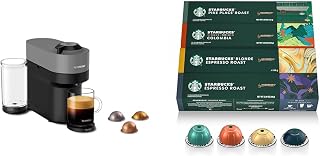 Nespresso Vertuo Pop+ Coffee and Espresso Maker by Breville, Dark grey + Starbucks Capsules
