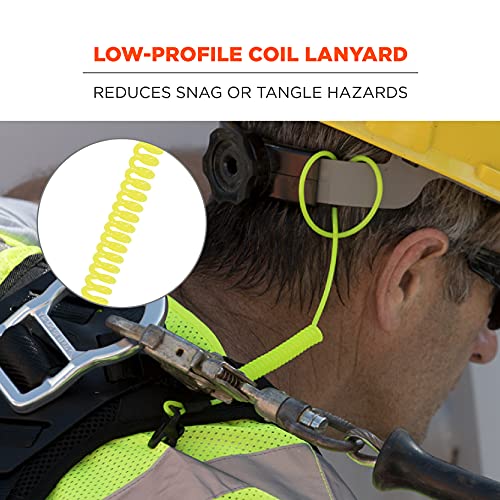 Ergodyne Lime / Each / Coil Lanyard - Clamp - 2lbs Hard Hat Accessories