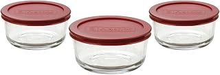 Anchor Hocking Classic Glass Food Storage Containers with Lids, Red, 2-Cup (6-Piece Set - Includes 3 Containers and 3 Lids)