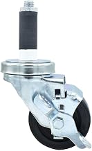 BK Resources 3" Polyolefin 1" Expanding Stem Swivel Caster for Work Tables with Top Lock Brake, NSF, 300lb Capacity Per Wheel
