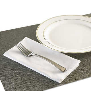 Glimmerware Disposable Dinner Utensils, Fork, Plastic, Silver, 7 3/4" - Includes 600 forks.