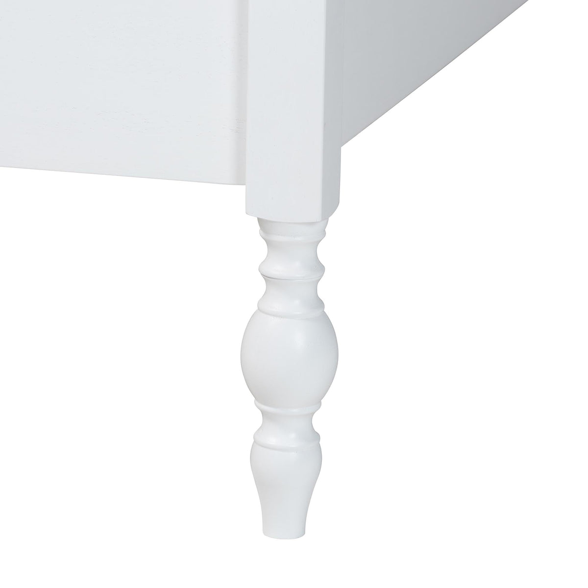 Callison Spindle Platform Bed Turned Bed Frame White Full by Baxton Studio – Full Size, Rubberwood, White, Model 1.93271E+11