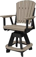 Weatherwood Counter Height Swivel Arm Chair, Outdoor Dining Chairs with Black Base, Comfortable 24W X 27D X 46H, Durable Outdoor Seating