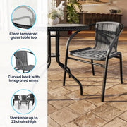 Flash Furniture Clear/Gray / Table + 2 Chair / Contemporary Bistro Sets