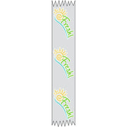 Tamper Evident Packaging Tape for Food Containers Transparent Clear Imprinted "Fresh" with Sun Design - 1"W x 500 f by HUBERT – Large, Plastic, Clear, Model 150XCPFRESHS