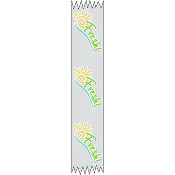 Tamper Evident Packaging Tape for Food Containers Transparent Clear Imprinted "Fresh" with Sun Design - 1"W x 500 f by HUBERT – Large, Plastic, Clear, Model 150XCPFRESHS