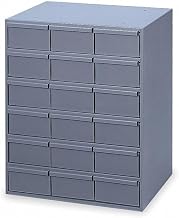 Durham 006-95 Gray Cold Rolled Steel Vertical Storage Cabinet, 17-1/4" Width x 21-1/4" Height x 11-5/8" Depth, 18 Drawer