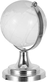 HOMSFOU Miniature Rotatable World Globe Glass Ball with Stand Desktop Globe Decoration for Home Office Learning and Education