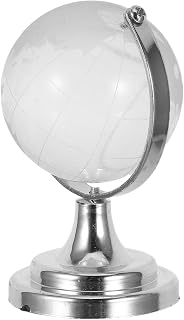 HOMSFOU Miniature Rotatable World Globe Glass Ball with Stand Desktop Globe Decoration for Home Office Learning and Education