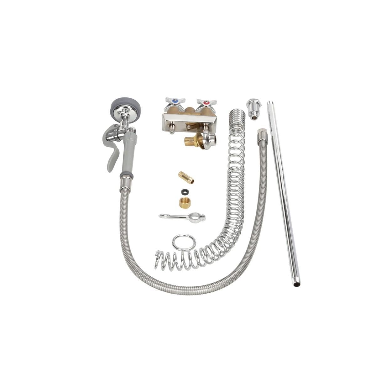 Pre-Rinse Spring Action Mixing Faucet Base by T&S Brass – not_applicable, Brass, Polished Chrome, Model B-0143