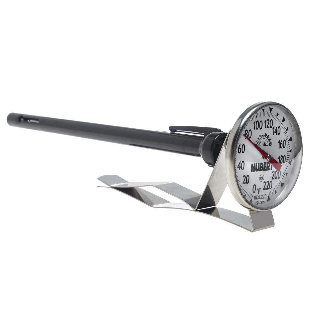 Stainless Steel Large Dial Pocket Thermometer with Black ABS Sheath - 5 1/2"L Stem by HUBERT – Polycarbonate, Black, Model IRXL220-HUBERT