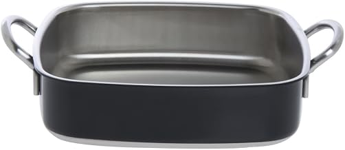 HUBERT Stainless Steel Roasting Pan 3-Ply Square Black 10 1/4" L x 10 1/4" W x 3" H