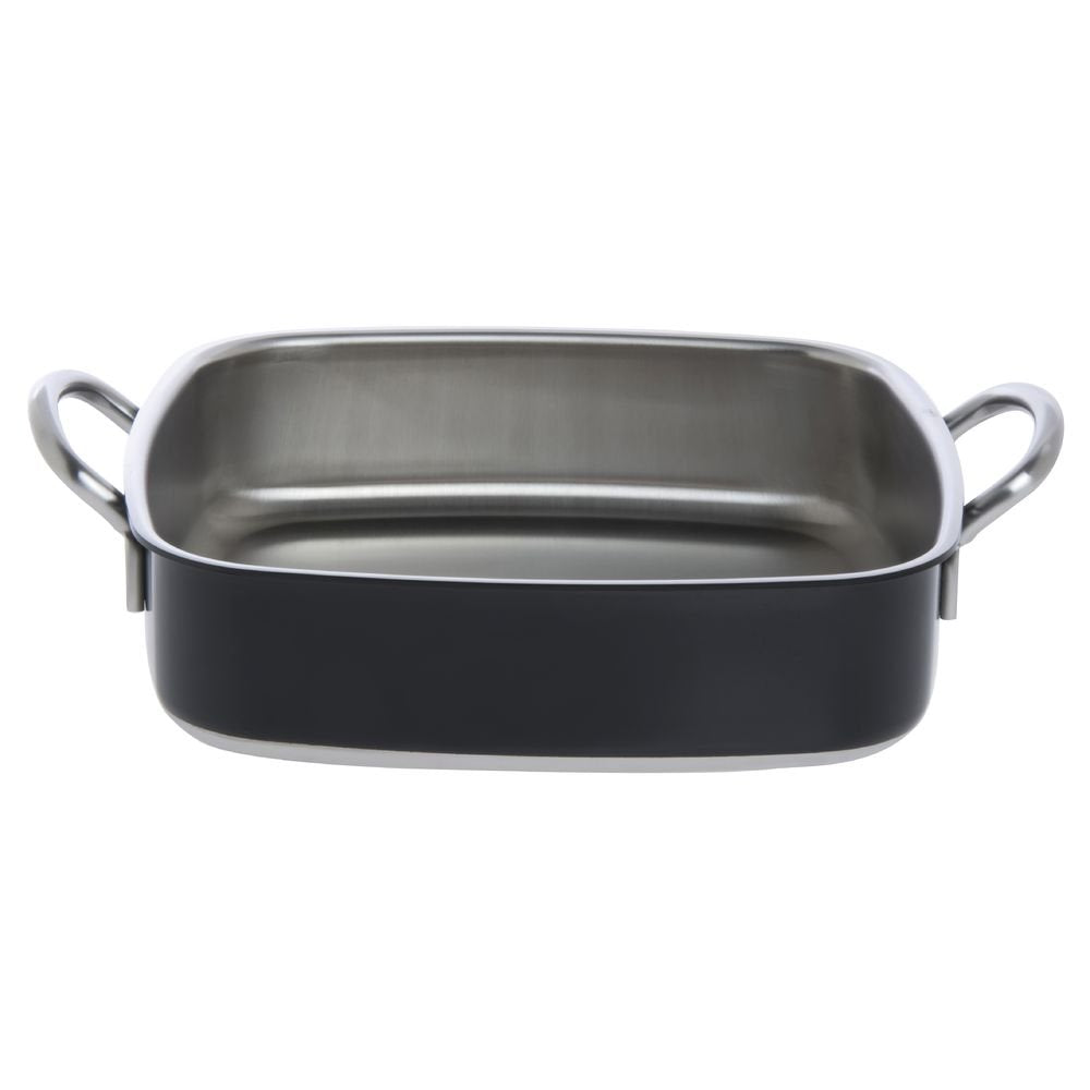 Stainless Steel Roasting Pan 3-Ply Square Black 10 1/4" L x 10 1/4" W x 3" H by HUBERT – Stainless Steel, Black, Model CE3PLY1025-C-BK