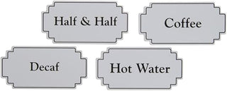 White Plastic Black Silk Screened Magnetic Airpot Signs 3 5/8"L x 1 13/16"H