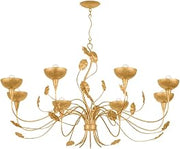 Innsbruck 8-Light Chandelier | Natural & Vogue Style | Vintage Gold Leaf Finish | Made of Steel | Damp-Rated for Bathroom Use | Adjustable Hang Height 41-102" | -VGL by Corbett