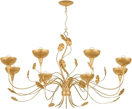 Innsbruck 8-Light Chandelier | Natural & Vogue Style | Vintage Gold Leaf Finish | Made of Steel | Damp-Rated for Bathroom Use | Adjustable Hang Height 41-102" | -VGL by Corbett
