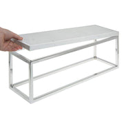 Chrome Display Riser with White Top-20 7/8" L x 6 2/5" W x 7" H by HUBERT – Metal, Gray, Model 65628+21734